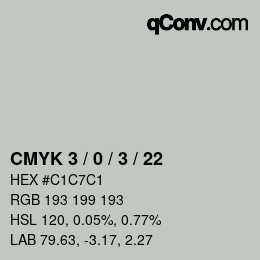 カラーコード: CMYK 3 / 0 / 3 / 22 | qconv.com