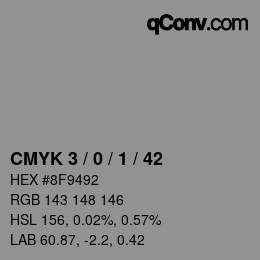 カラーコード: CMYK 3 / 0 / 1 / 42 | qconv.com