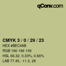 Farbcode: CMYK 3 / 0 / 29 / 23 | qconv.com