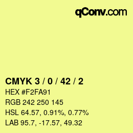 Farbcode: CMYK 3 / 0 / 42 / 2 | qconv.com