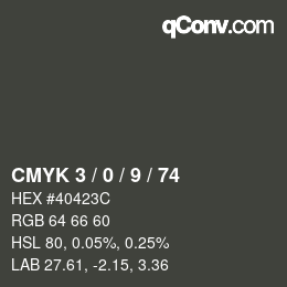 Farbcode: CMYK 3 / 0 / 9 / 74 | qconv.com