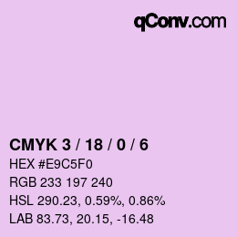 カラーコード: CMYK 3 / 18 / 0 / 6 | qconv.com