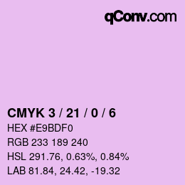 Code couleur: CMYK 3 / 21 / 0 / 6 | qconv.com