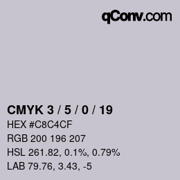 Farbcode: CMYK 3 / 5 / 0 / 19 | qconv.com