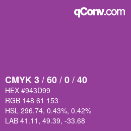 Code couleur: CMYK 3 / 60 / 0 / 40 | qconv.com