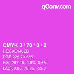 Farbcode: CMYK 3 / 70 / 0 / 8 | qconv.com