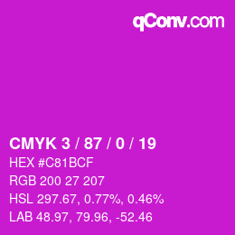 Farbcode: CMYK 3 / 87 / 0 / 19 | qconv.com