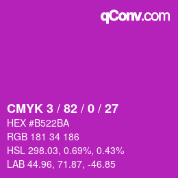 Code couleur: CMYK 3 / 82 / 0 / 27 | qconv.com