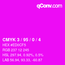 Farbcode: CMYK 3 / 95 / 0 / 4 | qconv.com