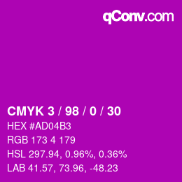 Color code: CMYK 3 / 98 / 0 / 30 | qconv.com