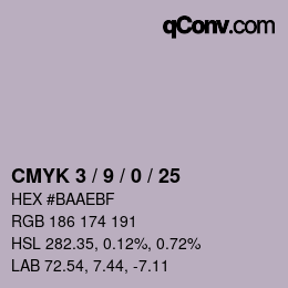 カラーコード: CMYK 3 / 9 / 0 / 25 | qconv.com