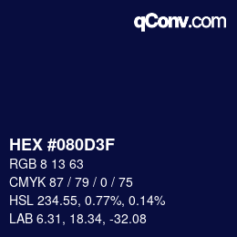 Color code: HEX #080D3F | qconv.com