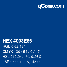 カラーコード: HEX #003E86 | qconv.com