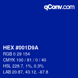 カラーコード: HEX #001D9A | qconv.com