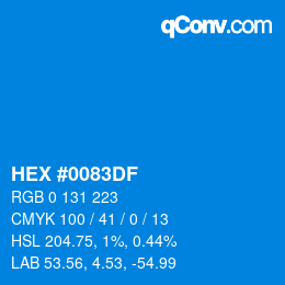 Farbcode: HEX #0083DF | qconv.com