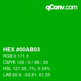 Código de color: HEX #00AB03 | qconv.com