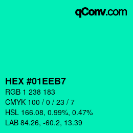 Color code: HEX #01EEB7 | qconv.com