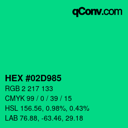 Color code: HEX #02D985 | qconv.com