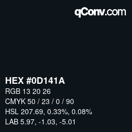 Code couleur: HEX #0D141A | qconv.com