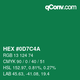 Farbcode: HEX #0D7C4A | qconv.com