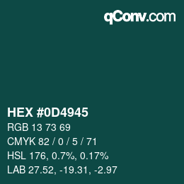 Farbcode: HEX #0D4945 | qconv.com