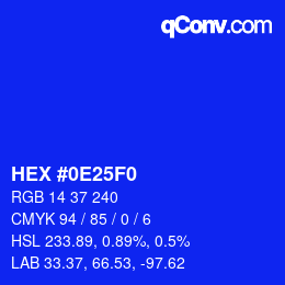 Color code: HEX #0E25F0 | qconv.com