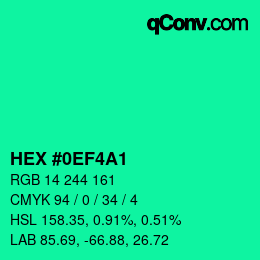 Color code: HEX #0EF4A1 | qconv.com