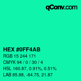 Farbcode: HEX #0FF4AB | qconv.com