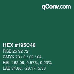 Code couleur: HEX #195C48 | qconv.com