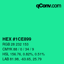 カラーコード: HEX #1CE899 | qconv.com