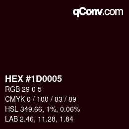 Code couleur: HEX #1D0005 | qconv.com