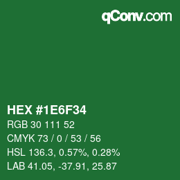 Farbcode: HEX #1E6F34 | qconv.com