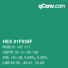 Color code: HEX #1F936F | qconv.com