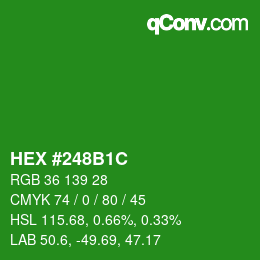 Color code: HEX #248B1C | qconv.com