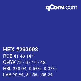 Code couleur: HEX #293093 | qconv.com