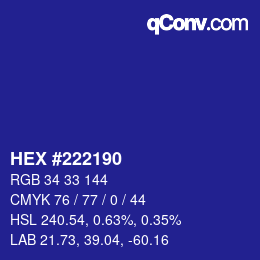 カラーコード: HEX #222190 | qconv.com