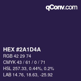 Farbcode: HEX #2A1D4A | qconv.com