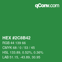 カラーコード: HEX #2C8B42 | qconv.com