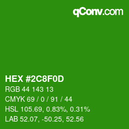 カラーコード: HEX #2C8F0D | qconv.com