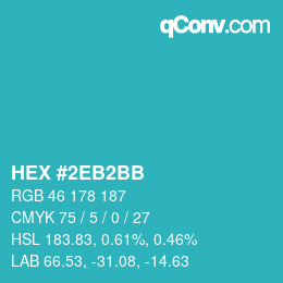 Code couleur: HEX #2EB2BB | qconv.com