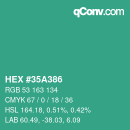 Color code: HEX #35A386 | qconv.com