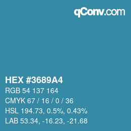 Code couleur: HEX #3689A4 | qconv.com