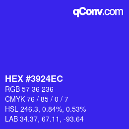 Color code: HEX #3924EC | qconv.com