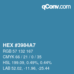 Farbcode: HEX #3984A7 | qconv.com