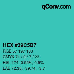 Farbcode: HEX #39C5B7 | qconv.com