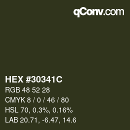 Código de color: HEX #30341C | qconv.com