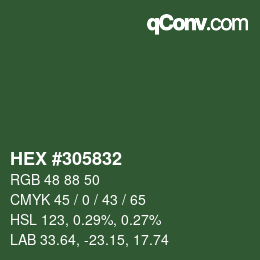 Farbcode: HEX #305832 | qconv.com