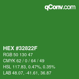 Color code: HEX #32822F | qconv.com