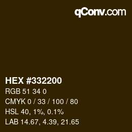 Code couleur: HEX #332200 | qconv.com