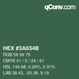 Código de color: HEX #3A634B | qconv.com